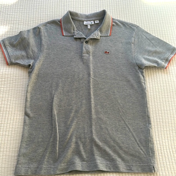 Lacoste Youth boys polo light grey with coral accent - Picture 1 of 3